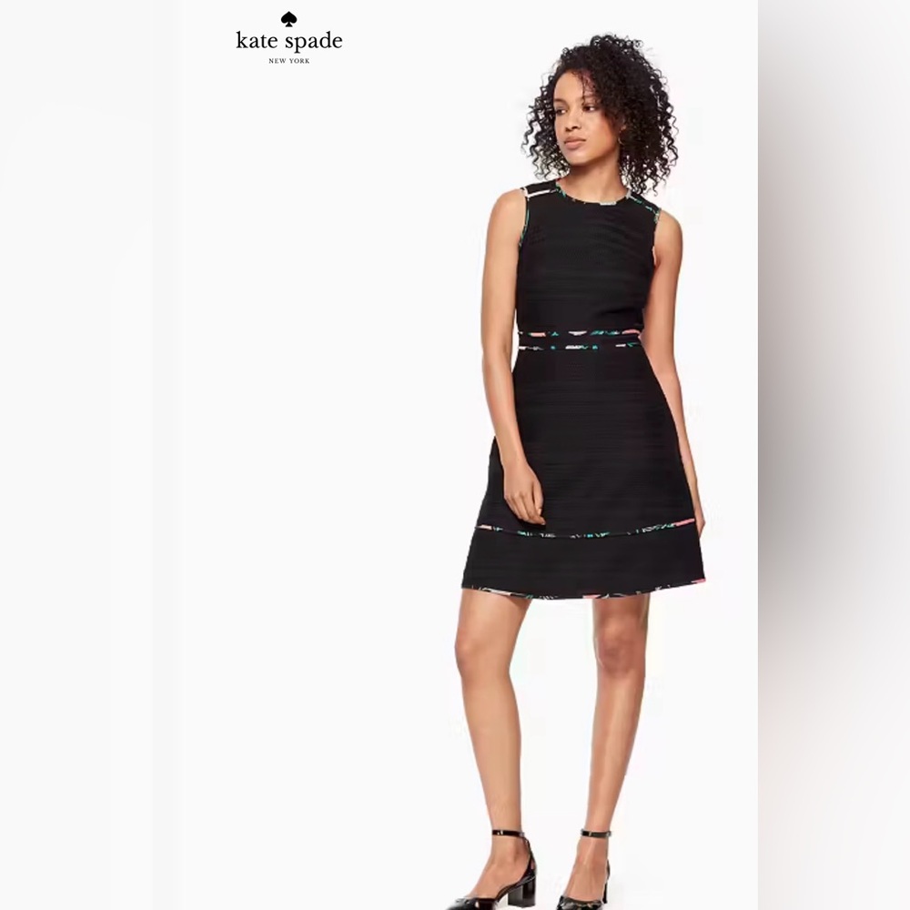 Kate Spade Black and Multicolor Black Trim Mini Dress Size 8